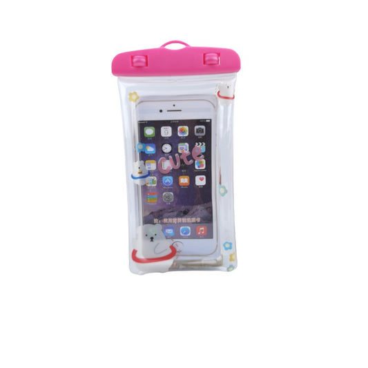 Husa subacvatica Kids Waterproof Vivimall, Snowproof, Universala, cu Snur, pentru telefon sau documente, Bears, Roz - vivimall.ro