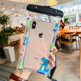 Husa subacvatica Kids Waterproof Flippy, Snowproof, Universala, cu Snur, pentru telefon sau documente, Dino, Negru - vivimall.ro