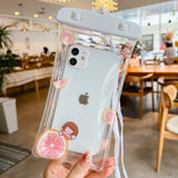 Husa subacvatica Kids Waterproof Flippy, Snowproof, Universala, cu Snur, pentru telefon sau documente, Grapefruit Girl, Alb - vivimall.ro