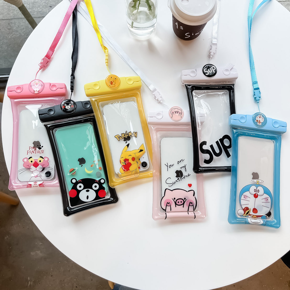 Husa subacvatica Mascot Waterproof Flippy, Snowproof, Universala, cu Snur, pentru telefon sau documente, Sup, Alb-Negru - vivimall.ro