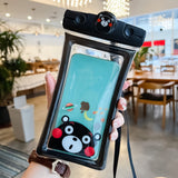 Husa subacvatica Mascot Waterproof Flippy, Snowproof, Universala, cu Snur, pentru telefon sau documente, Bear, Negru - vivimall.ro