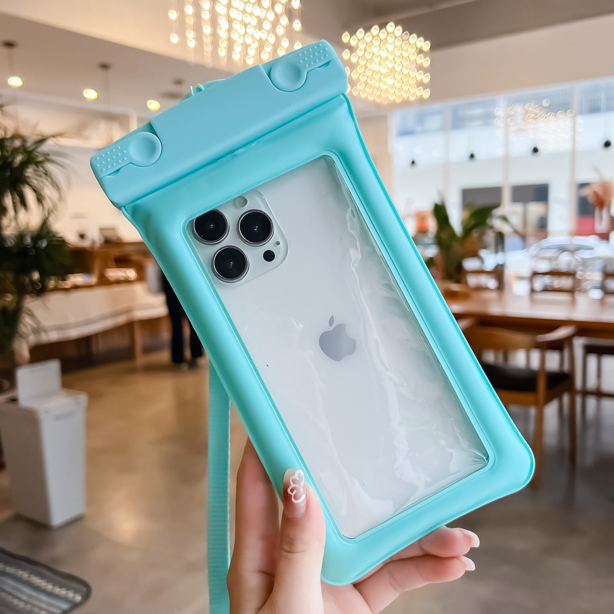 Husa subacvatica Matte Cushion Waterproof Flippy, Snowproof, Universala, cu Snur, pentru telefon sau documente, Verde Menta - vivimall.ro