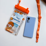Husa subacvatica Waterproof Flippy, Snowproof, Universala, Impermeabila, pentru telefon sau documente, cu snur, Orange Girl, Portocaliu - vivimall.ro