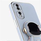 Carcasă TPU albastru pentru Huawei P60 Pro cu suport astronaut desfășurat, unghi lateral