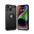 Husă iPhone 15 Pro din TPU Carbon Vivimall, 1.5 mm, negru – vedere frontală cu telefonul în husă