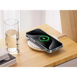 Husă iPhone 17 MagSafe Vivimall aplicată pe telefon, vedere laterală, design slim transparent