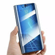 Husă Flip Cover Oglindă albastră pentru Huawei Mate 10 Lite, vedere frontală închisă, material PU