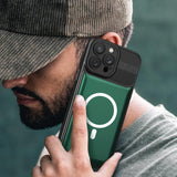 Husa Urban Armor  pentru Samsung A34 5G Verde inchis, Suport Auto Magnetic, Protectie Antisoc, Flippy - vivimall.ro