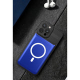 Husă Urban Armor albastră Samsung Galaxy A24 4G montată pe suport auto magnetic, vedere laterală