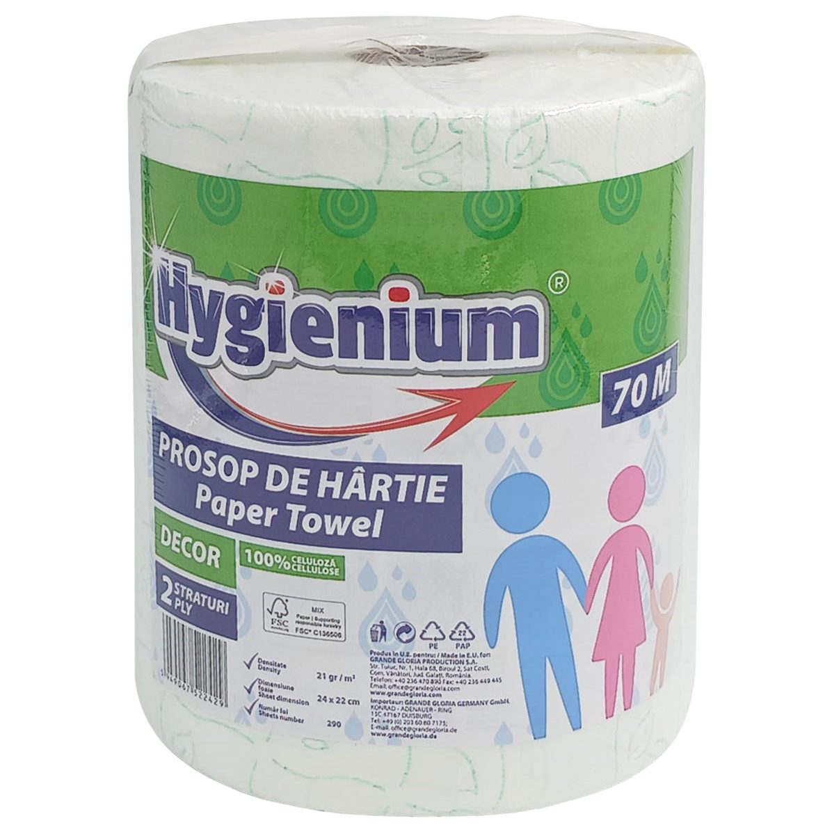 Hygienium Papírtörlő Dekor 2 rétegű 70 m zöld
