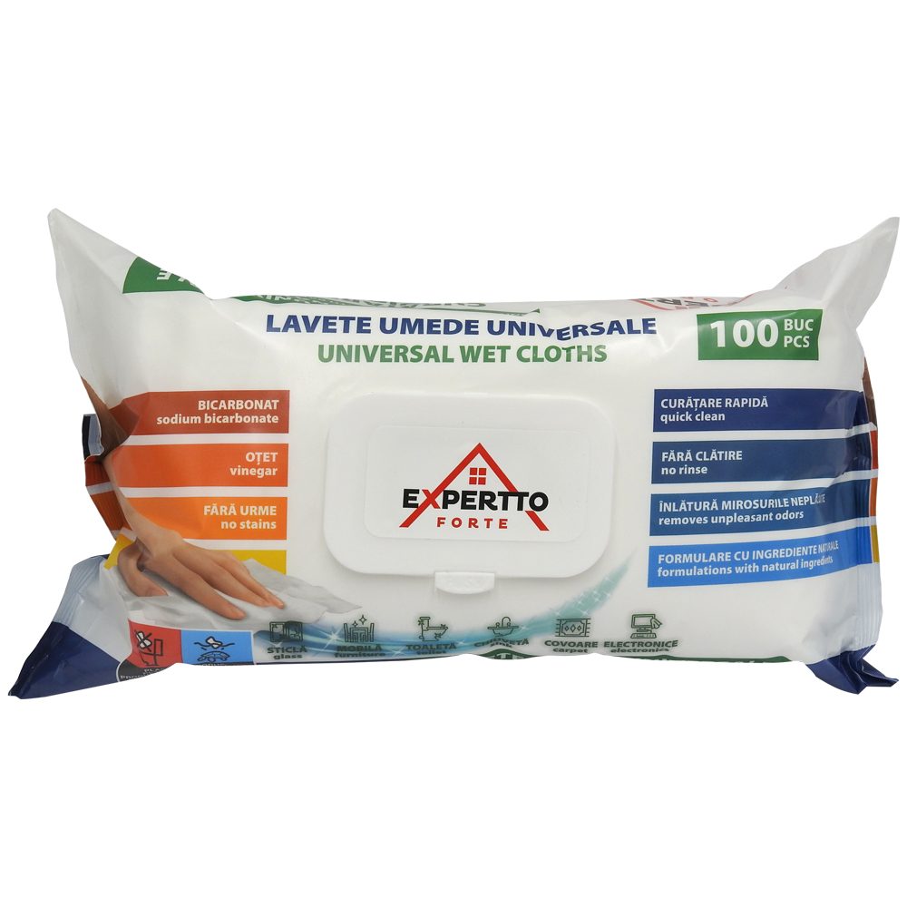 Hygienium/Expertto Lavete Umede Universale 100 buc Bicarbonat si Otet