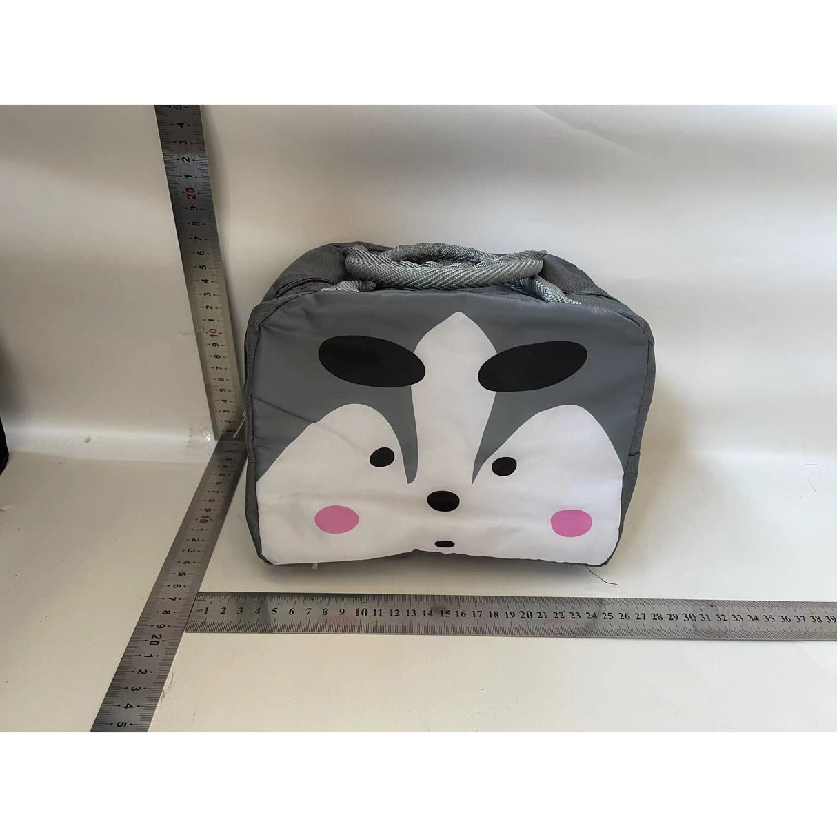 Geantă Frigorifică, Vivimall, cu Desene Animat, Portabilă pentru Copii, de Prânz, din Pânză Oxford, 22x14x19 cm, Model Vulpe, Gri - vivimall.ro