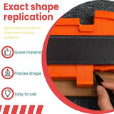 Sablon Masurare Contur, Flippy, Cu Rigla Integrata, pentru Copiere Unghiuri si Forme Neregulate, Plastic Rezistent, 14.6 x 10.5 cm, Portocaliu/Negru - vivimall.ro