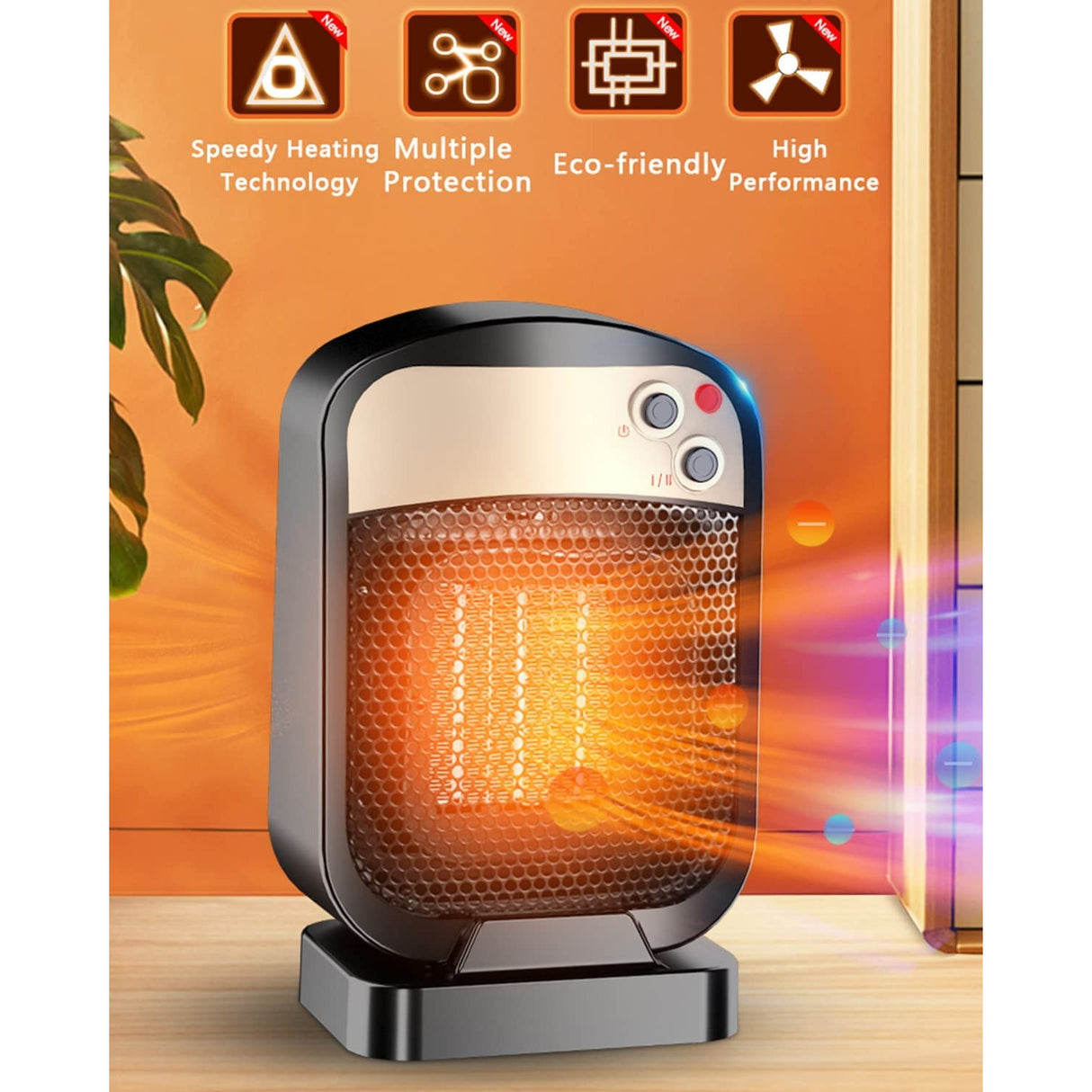 Radiator electric vertical mic Flippy, incalzitor cu 3 trepte de putere , 1800w, negru - vivimall.ro