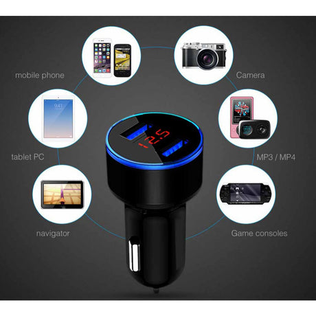 Incarcator Auto cu Afisaj Digital, Vivimall, din Metal, 3.1A, Incarcare Rapida 6A PD+QC3.0, Dublu USB, Negru - vivimall.ro