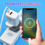 Încărcător Vivimall dual port 20W alb alături de telefon și tabletă în încărcare simultană