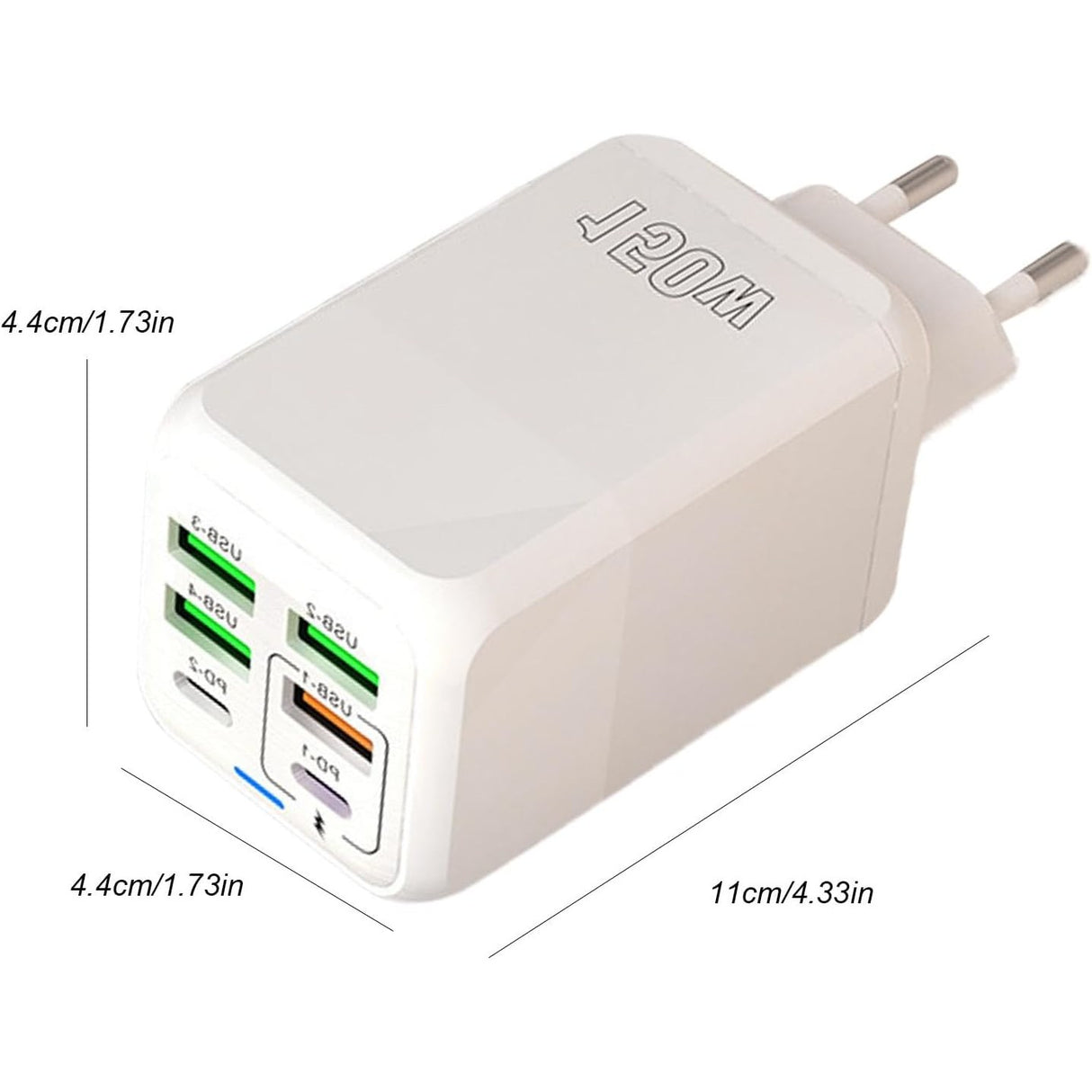Încărcător Vivimall 150W conectat la priză, în utilizare cu smartphone și tabletă