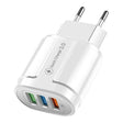 Incarcator Rapid QC3.0, Vivimall, 3 Porturi USB, 2.1A, 18W, din ABS, Protectie Supraincalzire, Gama Macarons, Alb - vivimall.ro