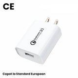 Încărcător rapid Vivimall 18W QC 3.0 cu capat european standard, culoare albă, detaliu conector