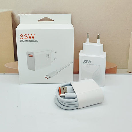 Incarcator Retea Super Charge pentru Telefon, Flippy, 33W Standard UE, Port USB-B cu Cablu TYPE-C de 1m Inclus, Alb - vivimall.ro