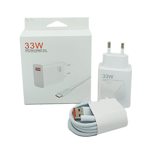 Incarcator Retea Super Charge pentru Telefon, Vivimall, 33W Standard UE, Port USB-B cu Cablu TYPE-C de 1m Inclus, Alb - vivimall.ro