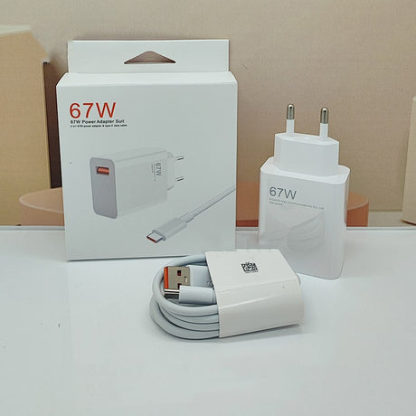 Incarcator Retea Super Charge pentru Telefon, Flippy, 67W Standard UE, Port USB-B cu Cablu TYPE-C de 1m Inclus, Alb - vivimall.ro