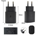 Încărcător rețea USB-C 25W negru, port USB-C detaliu, compatibil telefoane și tablete