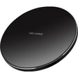 Încărcător wireless rotund Fast Charge 15W Ultra Slim negru, vedere frontală, compatibil iPhone 14
