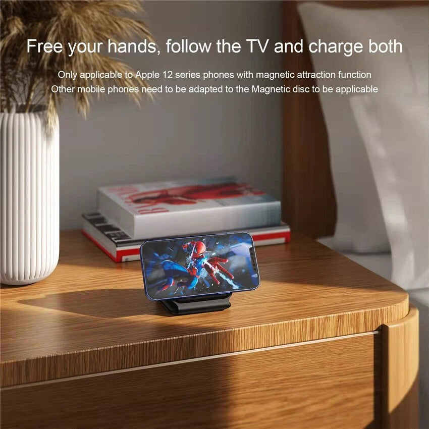 Compatibilitate încărcător wireless 3în1 cu iPhone, Apple Watch Series 8 și AirPods Pro, vedere de sus