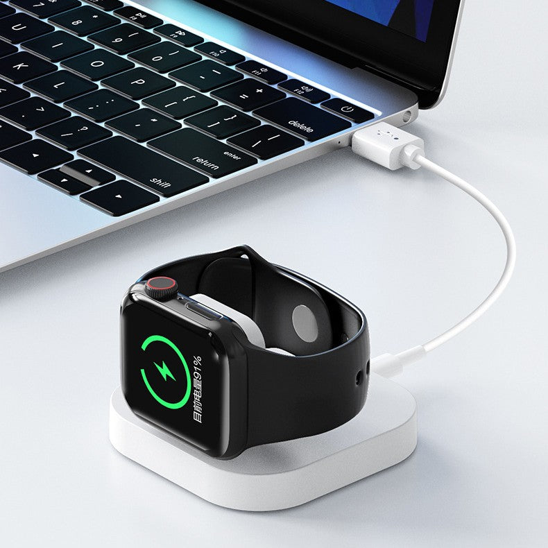 Incarcator Wireless pentru Smart iWatch, Vivimall, Compatibil cu Apple iWatch 1/9, Magnetic Charger, Interfata TYPE-C, 3W, 7.5 x 7.5 x 1.2 cm, Pliabil, Alb - vivimall.ro