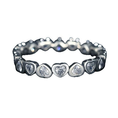 Inel Argint 925 Circular Inimi cu  Pietre M53 - vivimall.ro