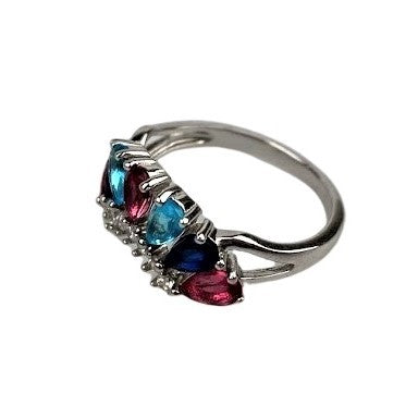 Inel Argint 925, Diadema Cu Pietre Colorate Roz M 51