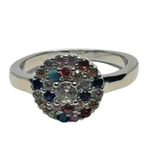 Inel Argint 925 Floare Cu Pietre Colorate M 56