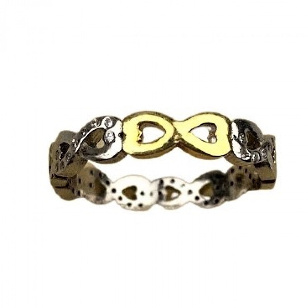 Inel Argint 925 Infinit Placat cu Aur Galben si Minizirconii M 57 - vivimall.ro