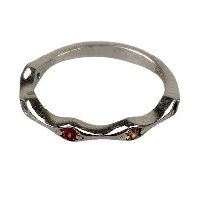 Inel Argint 925, Molecula Cu Zirconii Colorate M58