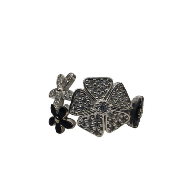 Inel, Jolie Silver, Argint 925 Trifoi cu Email Negru M 56 - vivimall.ro