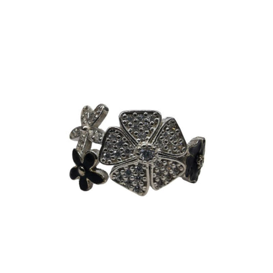 Inel, Jolie Silver, Argint 925 Trifoi cu Email Negru M 56 - vivimall.ro