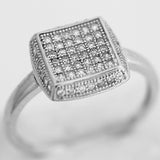 Inel de dama din Argint 925 cu model patrat si zirconii, marimea 57 - vivimall.ro