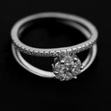 Inel dublu din Argint 925, model Floare cu Zirconii, marimea 52 - vivimall.ro