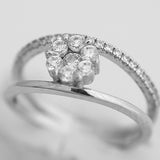 Inel dublu din Argint 925, model Floare cu Zirconii, marimea 52 - vivimall.ro