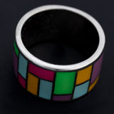 Inel tip verigheta din Argint 925 cu Email, marimea 51 - vivimall.ro