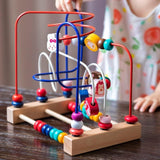 Jucarie din Lemn Montessori, Vivimall, Labirint Motricitate cu Abac si Animalute, Rollercoaster pentru Copii, Educativ, Dezvoltarea Abilitatilor Motorii, Numaratoare, 22.5x22.5x15 cm, Multicolor - vivimall.ro