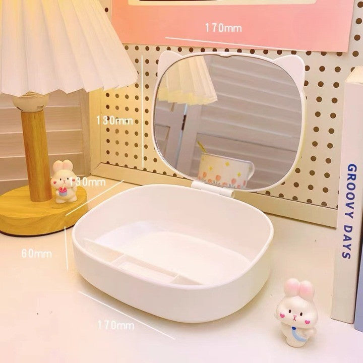 Cutie Depozitare Machiaj cu Oglinda Pisica | GlamCat - vivimall.ro