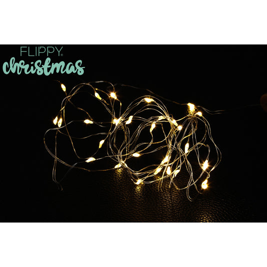 Instalatie Craciun, 1 metru, 10 LED-uri, alb cald,cu baterii,fir cupru, liniar, interior/exterior, Vivimall - vivimall.ro