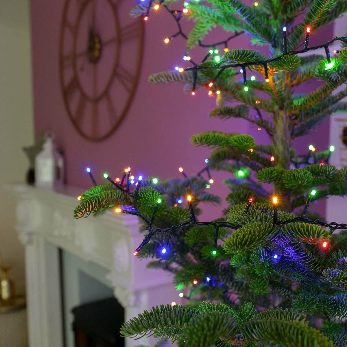 Karácsonyi installáció, 10 M, 100 LED, Lineáris, 8 fényeffektus, Transzformátor távirányítóval, Összekapcsolható, 5 M hosszabbító kábel mellékelve, Zöld vezeték 