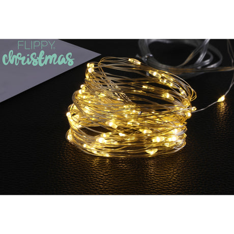 Karácsonyi installáció, 10 méter, 100 LED, 8 funkciós távirányító, USB, rézhuzal, lineáris, beltéri/kültéri