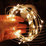 Karácsonyi installáció, 10 méter, 100 LED, elemekkel és 8 funkciós távirányítóval