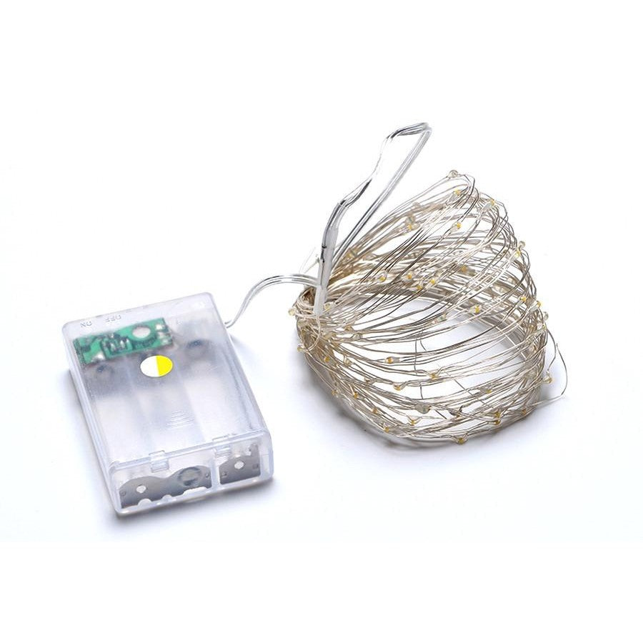 Karácsonyi installáció, 10 méter, 100 LED, elemekkel és 8 funkciós távirányítóval, menő