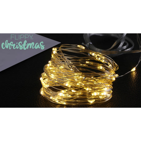 Karácsonyi installáció, 10 méter, 100 LED, 8 funkciós távirányító, USB, rézhuzal, lineáris, beltéri/kültéri