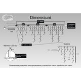 Instalatie Craciun, 11 m, 360 Led-uri ,Franjuri, Alb cald, 8 jocuri de lumini, Transformator cu telecomanda, Interconectabila, Prelungitor 5 m inclus, Fir Negru, Vivimall - vivimall.ro